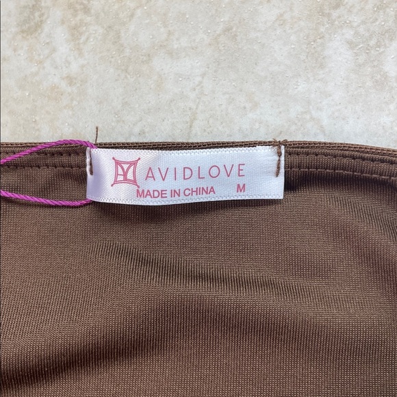 Avidlove Brown Sheer Camisole Top Medium Adjustable Strap Tank Women’s Stretch - Picture 5 of 9